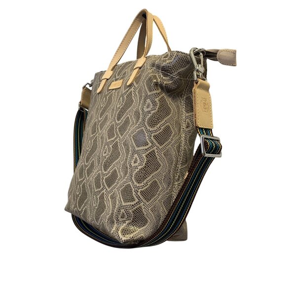Consuela Snakeskin Print Tote Bag With Detachable Multicolor Strap & Braided Acc - Picture 2 of 7